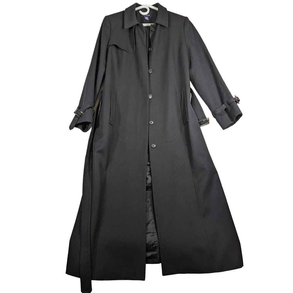 Ann Taylor Trench Coat Sz 8 MSRP $248 Wool/Rayon see descrip + photos true black